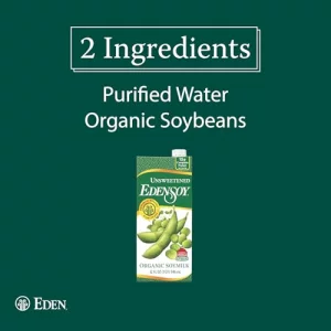 Edensoy Unsweetened Eden Organic Soymilk Non-Gmo Usa Whole Soy Soya Milk Non-Dairy Vegan Plain Shelf Stable 32 Oz 6-Pack