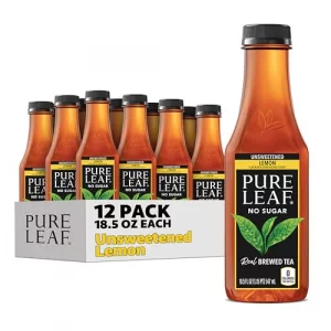 Pure Leaf Iced Tea Unsweetened Lemon Real Brewed Tea Zero Sugar Zero Calories 18.5 Fl Oz Bottles Pack Of 12