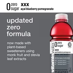 Vitaminwater Zero Sugar Xxx Electrolyte Enhanced Water Wvitamins Aai-Blueberry-Pomegranate Drinks 20 Fl Oz 12 Pack