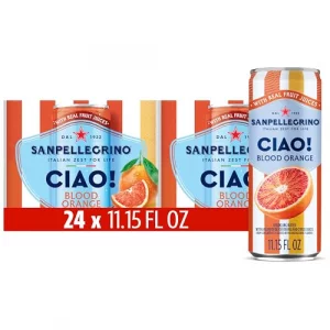 Sanpellegrino Ciao Blood Orange Sparkling Water Low-Calorie Italian Sparkling Water With Real Fruit Juices 0G Added Sugar 24-Pack