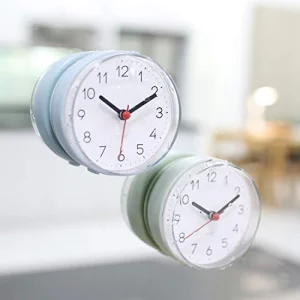mooas 2WAY Silent Waterproof Bathroom Clock Shower Clock Wall Clock Silent Non-Ticking Battery Operated Suction Cup Wall Clock Kitchen Clock Blue