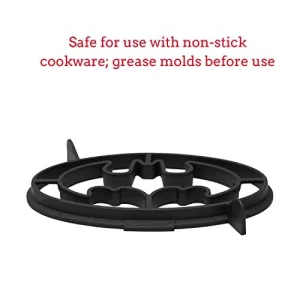 Whiskware Justice League Silicone Pancake Mold and Shaper Breakfast Art Dishwasher Safe BPA and Phthalate Free Plastic Batman