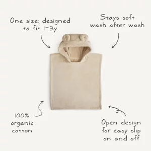 mushie Poncho Towel for Toddlers and Kids Moss Organic Terry Cotton Ages 1-3 Years