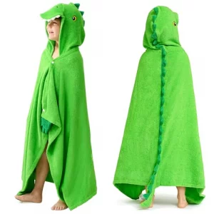 Joiedomi Dinosaur Hooded Towel for Kids Soft 100 Cotton Bath Beach Towel 30 x 50 for Kids 3-10 Years Toddler Pool Poncho with Hood Absorbent Swim Wra