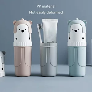 Yjcnelcr Cartoon Bear Mouthwash Cup with Lid Dustproof Storage Box Container Holder for Home Bedroom Dormitory Washing Supplies Bathroom Mouthwash Cu