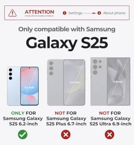 Dexnor for Samsung Galaxy S25 Case with Camera Cover Adjustable Kickstand Built-in Screen Protector Magnetic Rugged Shockproof Bumper Cases Heavy-D