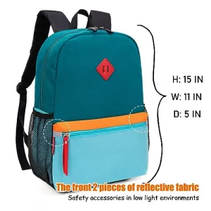 HawLander Little Kids Backpack for Boys Toddler School Bag Fits 3 to 6 years old 15 inch Blue Green