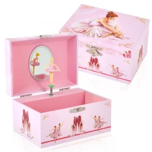 TAOPU Musical Ballerina Jewellery Box with Spinning Ballerina for Girls Kids Toys Jewel Storage Music Box Ages 3-10 Ballet Birthday Gifts for Little