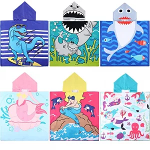 Oudain 6 Pcs Kids Hooded Towel Kids Bath Towels with Hood Microfiber Baby Pool Beach Towel for Boy Girls Toddler 47 x 24 InchCute Style
