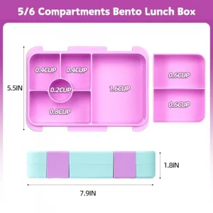 MSSWFSG Bento Lunch Box for Kids Toddlers Leak-Proof Lunchbox with 56 Compartments - Back to School Snack Containers for On-the-Go Meal Made with Sa