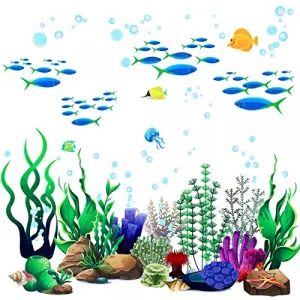 Zonon Under The Sea Wall Decals Coral Reef and Seaweed Ocean Wall Decals Stickers Undersea Decor Stickers Underwater Sea Wall Stickers for Nursery Li