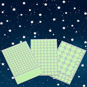 Aooyaoo Glow in The Dark Stars Wall Stickers, Glowing Stars for Ceiling and Wall Decals, 3D Glowing Stars,Excluding The MoonPerfect for Kids Be
