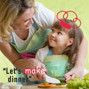 GONEJALL Kids Knife Set for Real Cooking 4 Pieces Toddler Knife Set Nylon Kitchen Baking Knife with Cutting Board Firm Grip Serrated Edges Kids Knive