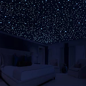 808 PCS Glow in The Dark Stars for Ceiling, Glowing Wall Decals Decor Stickers,(404 Pcs Green and 404 Sky Blue)3D Adhesive Dots Decor Starry Sky Deco