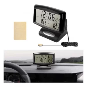 SHMZK Car Digital Thermometer Clock 2 in 1 Easy to Read Car Indoor Outdoor Thermometer with LCD Backlight Vehicle Luminous Clock Temperature Meter C