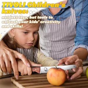 TIVOLI kids knife set for real cooking Kids Kitchen Knives for Cutting 4pcs- Stainless Steel Safety Knives with finger guard for Cutting Chopping Fru