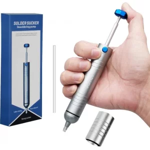 VOTCT Solder Sucker No Clog Desoldering Pump for Solder Removing with Replaceable Heat Resistan Silicone Sucking Nozzle Desoldering Tool Sodering Pum