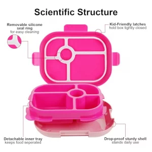 wooshwa Kids Lunch Box with 5 Compartments for School Lunch Container for Girls 25oz Toddler Bento Box with Removable Tray Ideal for Ages 3-10 BPA-Fr