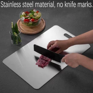 Generic Titanium Cutting Board Stainless Steel Food Grade Cutting Board Titanium Cutting Board for Kitchen 14 10 Inch Meat Fruit Vegetable Cutting B