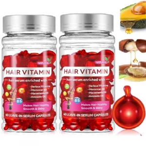 2 Box Hair Treatment Vitamin Serum Oil Capsules, Enriched with Moroccan Macadamia Avocado Oils Leave-in Vitamins A C E Pro B5 Hair Serum Oil for Friz