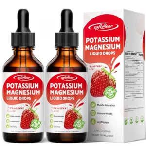 softbear 2 Pack Calcium Potassium Magnesium Liquid Drops, High Absorption Calcium Magnesium Potassium Supplement Support Bone Muscle Health Liquid M