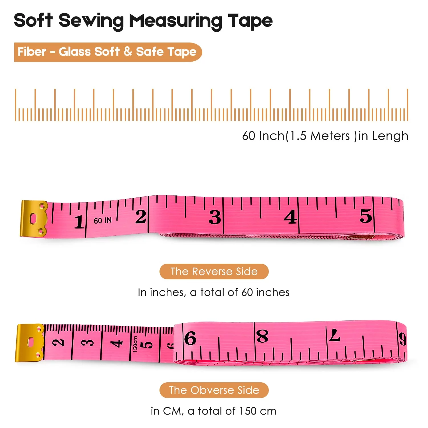 150cm/60in Retractable Tape Measure - Double Scale Soft Sewing Measuring Tape