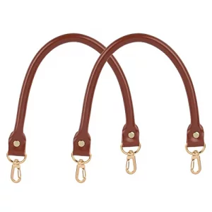 AUEAR Replacement Handles Purses Straps Brown Handbag Strap for Small Handmade Straw Bag 15.7 Inches Style A 2 Pack