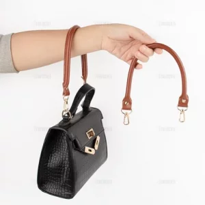 AUEAR Replacement Handles Purses Straps Brown Handbag Strap for Small Handmade Straw Bag 15.7 Inches Style A 2 Pack