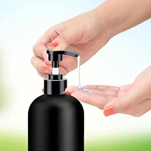 Black Soap Dispenser with Rust Proof Pump Waterproof Labels 2 Pack16 Oz Bathroom Plastic Hand Dish Soap Dispenser for Kitchen Premium Thick Soap Pump