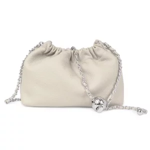 Joryin Trendy Dumpling Womens Crossbody Bag - Evening Clutch Genuine Leather Hobo Cloud Purse Beige