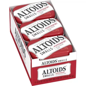 Altoids Smalls Peppermint Breath Mints 0.37 Ounce Tin Pack Of 9