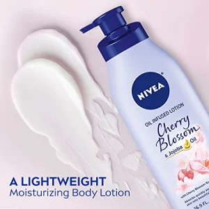 Nivea Oil Infused Body Lotion, Cherry Blossom Lotion With Jojoba Oil, Moisturizing Body Lotion For Dry Skin, 16.9 Fl Oz Pump Bottle