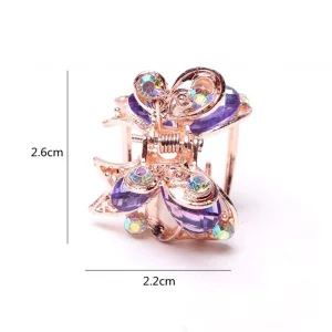 6 Pcs Women Lady Alloy Rhinestone No-Slip Mini Hair Claw Small Bang Jaw Clip Hair Clamp Hair Grip Hair Pin (B#)