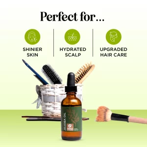 Nourishing Cold Pressed Jojoba Oil - Pure Jojoba Oil for Hair Skin and Nails plus Emollient and Occlusive Dry Skin Moisturizer for Face and Body Care