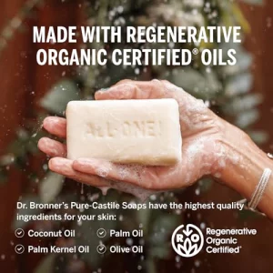 Dr. Bronner'S - Pure-Castile Bar Soap (Peppermint, 5 Ounce, 2-Pack) - Made With Organic Oils, For Face, Body And Hair, Gentle And Moisturizing, Biode
