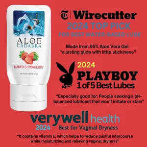 Aloe Cadabra Flavored Lube, Organic, Natural Personal Lubricant For Women, Men & Couples, Strawberry, 2.5 Oz