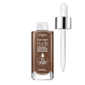 L'Oreal Paris True Match Nude Hyaluronic Tinted Serum Foundation With 1% Hyaluronic Acid, Deep 8-10, 1 Fl. Oz.