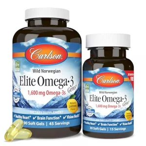 Carlson - Elite Omega-3 Gems, 1600 Mg Omega-3 Fatty Acids Including Epa And Dha, Norwegian Fish Oil Supplement, Wild Caught, Sustainably Sourced Caps