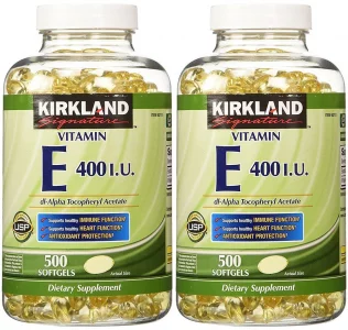 Kirkland Signature Vitamin E 400 Iu, 500 Softgels (Pack Of 2) (Total Of 1000 Softgels)