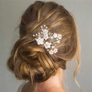 Fstrend Bridal Wedding Hair Pins Silver Sparkly Rhinestones Pearls Flower Hair Pin Bride Hairpieces Gorgeous Hair Accessories For Women And Girls(Pac