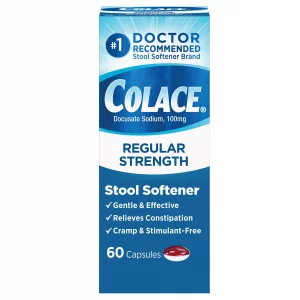 Colace Regular Strength Stool Softener 100 Mg Capsules 60 Count Docusate Sodium Stool Softener For Gentle Dependable Relief