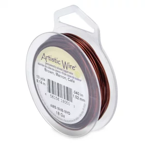 Artistic Wire, 18 Gauge Tarnish Resistant Colored Copper Craft Jewelry Wrapping Wire, Brown, 10 Yd