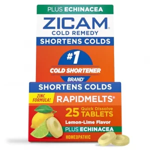 Zicam Cold Remedy Zinc Rapidmelts, Lemon-Lime with Echinacea, 25 Count (Pack of 1)