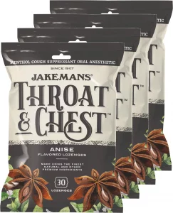 Jakemans Throat & Chest Menthol Cough Suppressant Anise - 30 Lozenges (4 Pack)