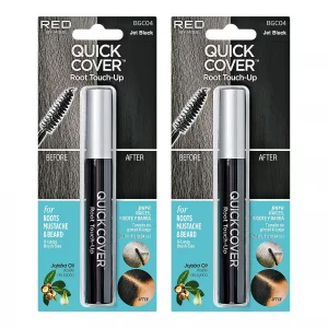 Red By Kiss Quick Cover Root Touch Up Mascara 2Pcs Water-Resistant Temporary Gray Concealer Cover Up Brush For Hair And Beard (Jet Black)