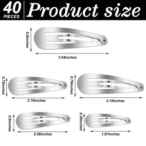 40 Piece Snap Hair Clips Women Large Metal Snap Hair Clips Nonslip Clip Hair Barrettes For Women Hair Pins For Girls Hair Accessories, 3.5 Inch, 3.1