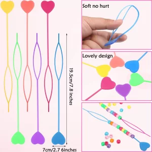 6 Pieces Hair Beader Tool Quick Beader Automatic Hair Beader Hair Braiding Tools Ponytail Maker Styling Tool Beader for Hair Braids Kids with 1000 Pi