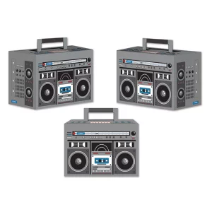 Beistle Novelty Boom Box Favors 3 Piece 80 S Theme Retro Decorations 1980 S Hip Hop Party Supplies Table Centerpieces, 4