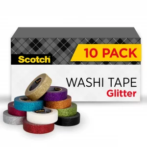 Scotch Glitter Washi Tape, 10 Rolls, Great For Use In Bullet Journal, School Supplies, Craft Supplies, And Teacher Appreciation Gifts (C517-10-Sioc)