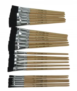 School Smart Paint Brush Set, Short Handle, Black Bristle, Assorted Sizes, Set of 24